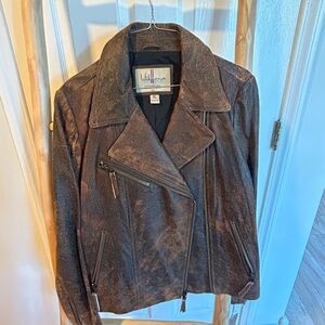 Vintage Women's Distressed Brown Leather Jacket